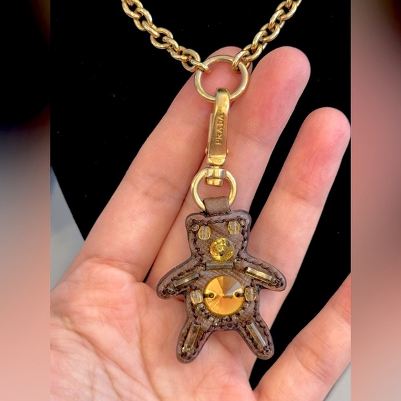 PRADA Safiano Bear Charm Necklace